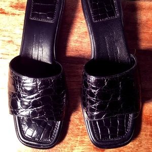 Cole Haan Crocodile Slides with Heel (black)
